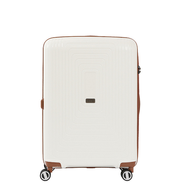 Белый универсальный чемодан из полипропилена
