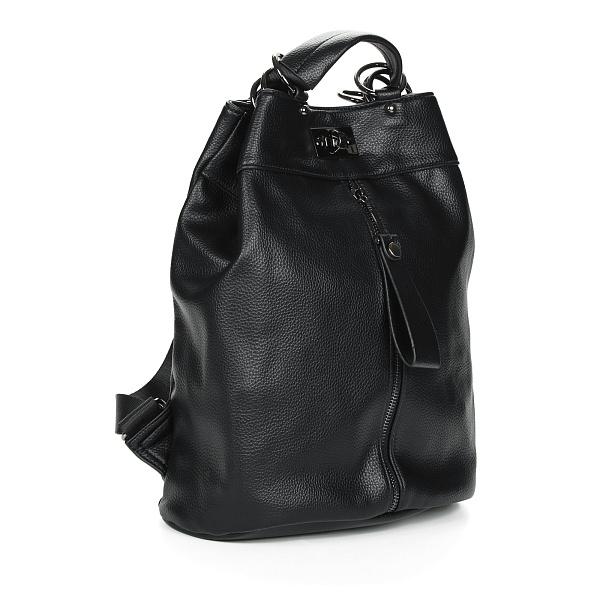 Черная сумка мешок из кожи с дополнительным ремнем