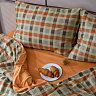 Комплект постельного белья 2 спальный, зелёный с оранжевым
