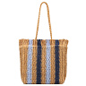 Пляжная сумка плетёная бежево-синяя