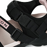 Черно-розовые сандалии из текстиля